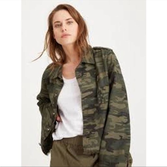 Sanctuary Jackets & Blazers - Anthropologie Sanctuary Camo Jacket Sz Large Raw Hem Boho Western Utility